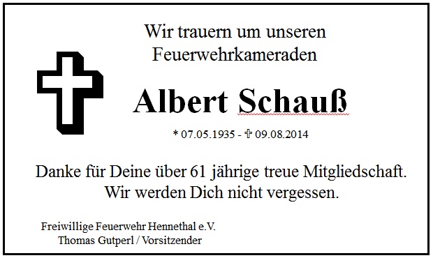 Trauer Albert Schau